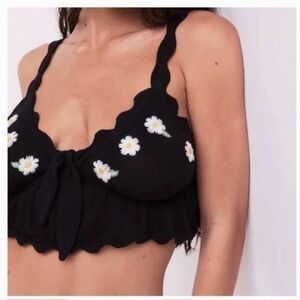 For Love & Lemons Embroidered Daisy Crop Top M